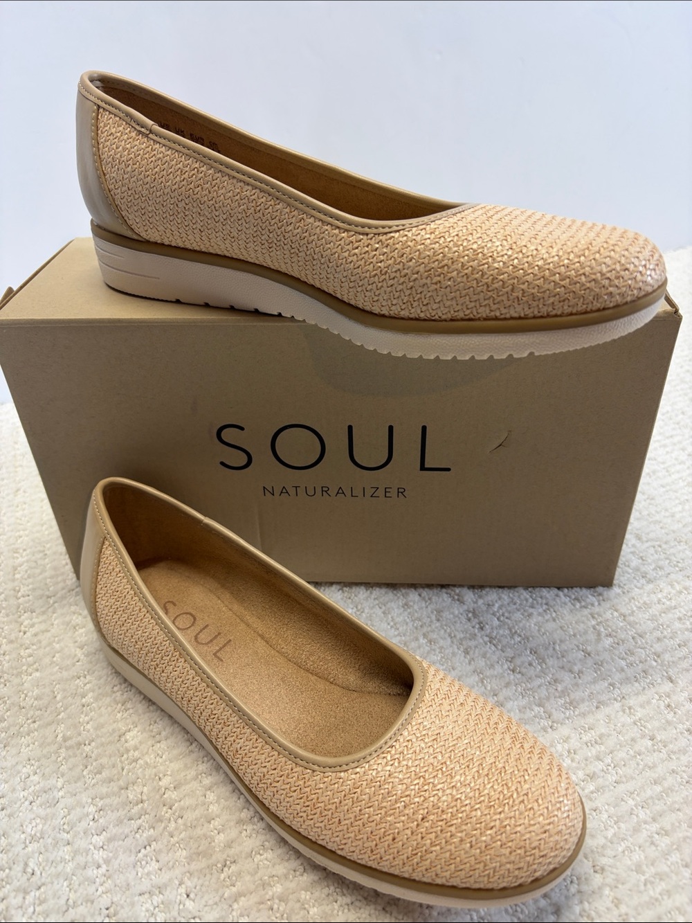 Soul Naturalizer Knit Ballet Flats Beige Comfort Shoes Womens Size 8